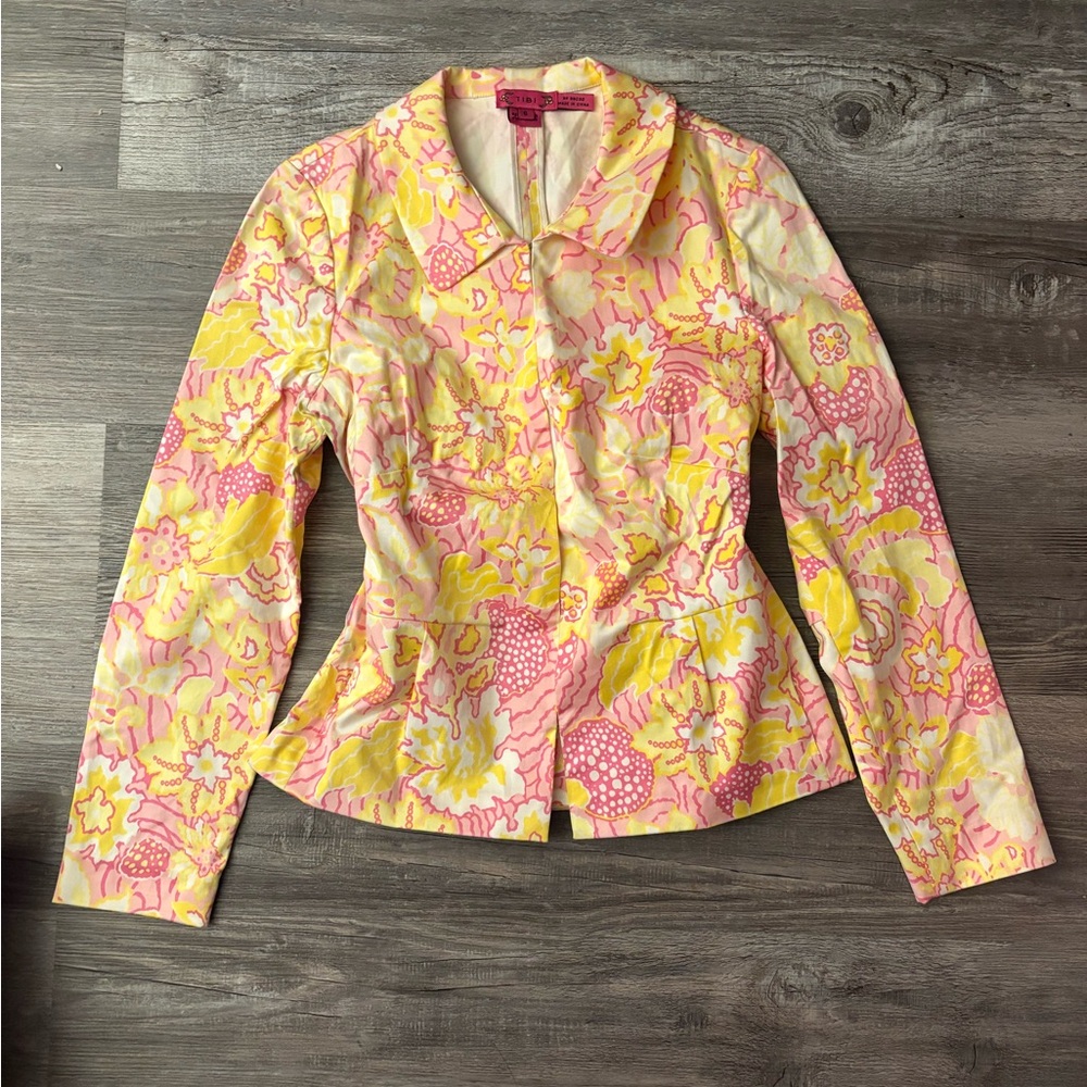 Tibi Pink and Yellow Floral Blazer